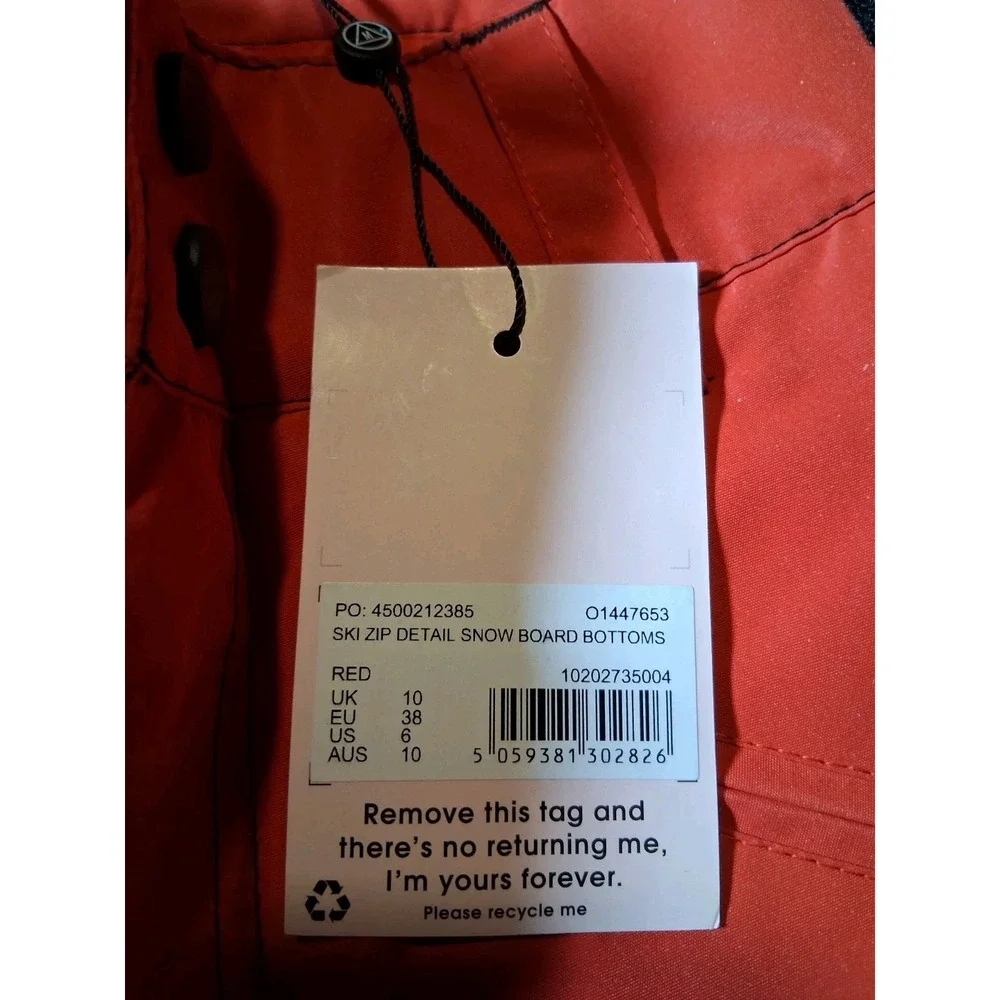 Missguided Ski Snowboard Pants‎ Red Size 6